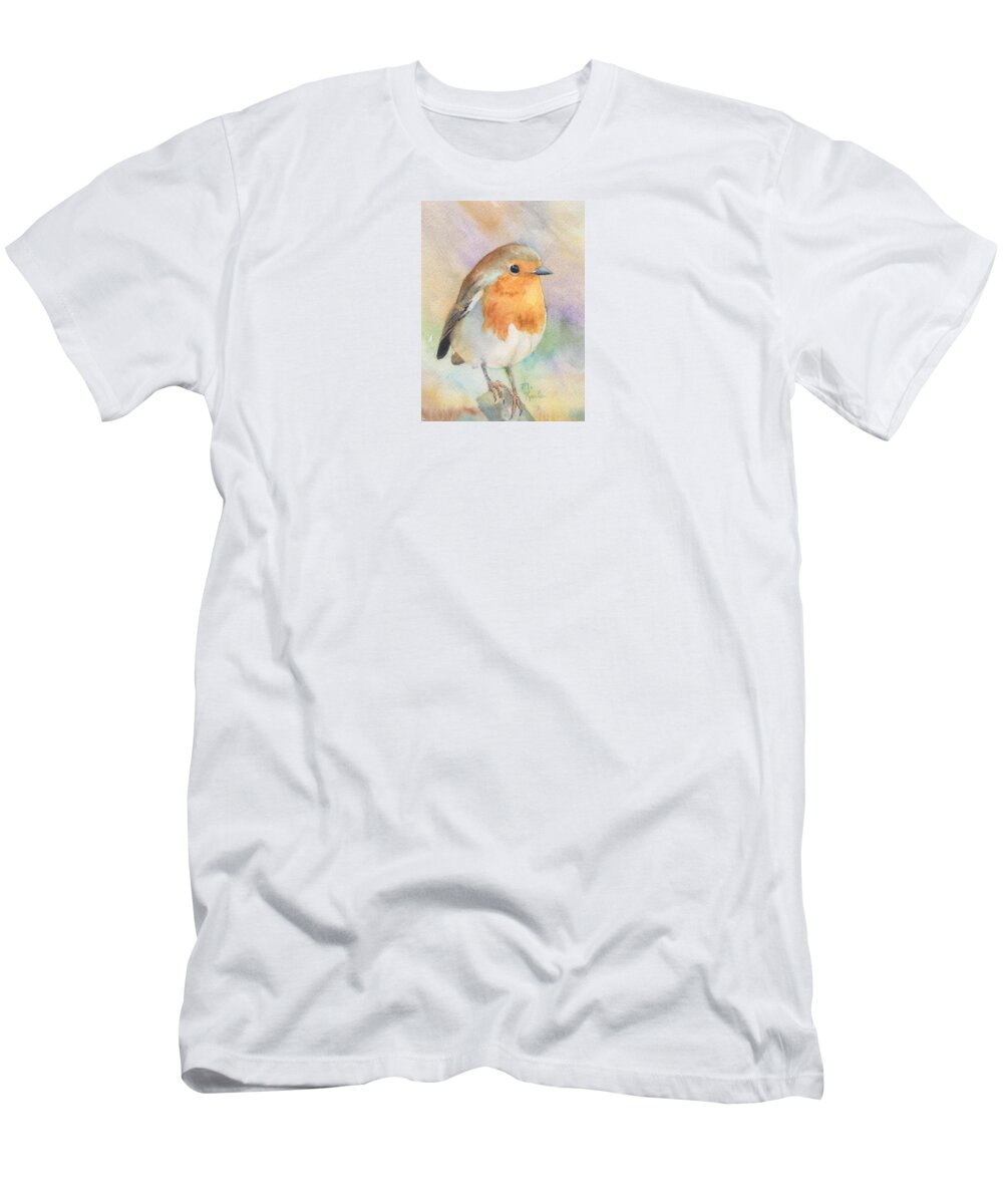 Bird T-Shirt featuring the painting British Robin by Marsha Karle