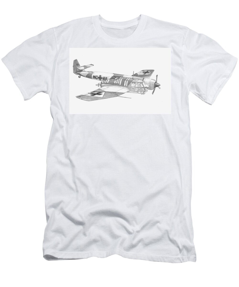 German T-Shirt featuring the drawing Bv 141 by Rick Bennett
