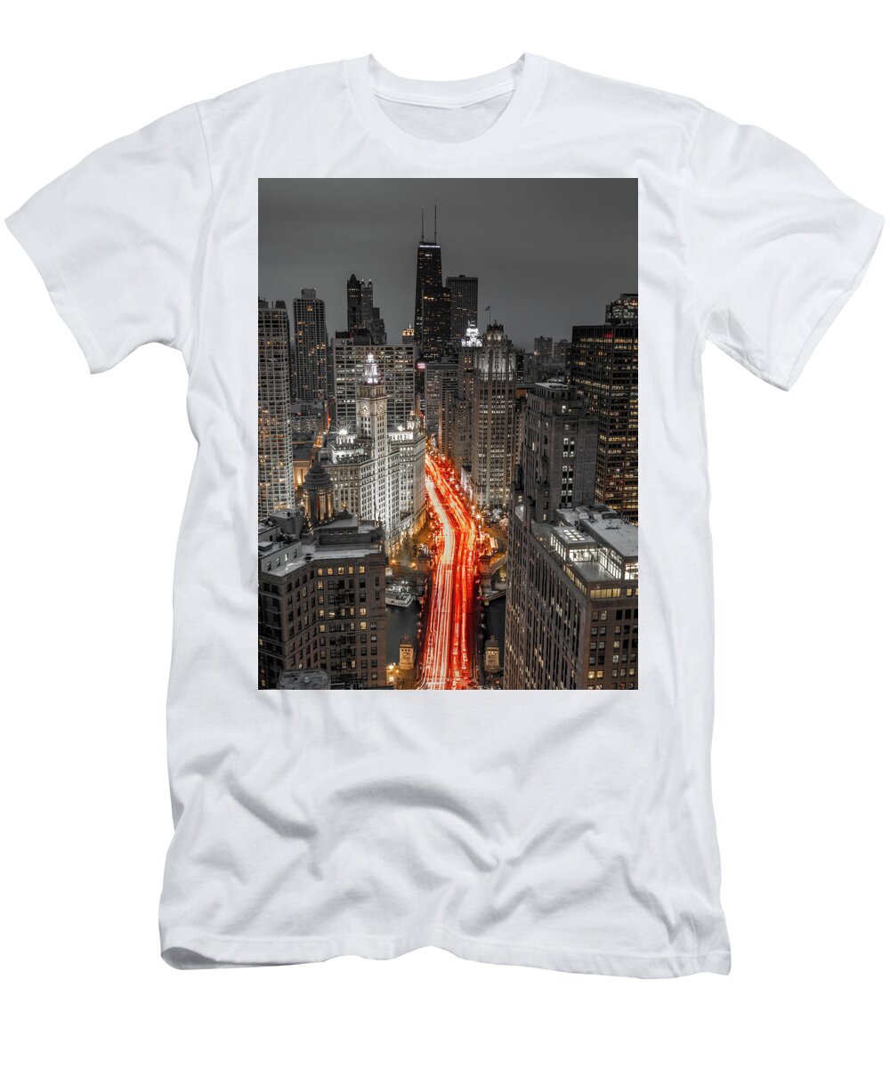 Chicago T-Shirt featuring the photograph Chicago Magnificent Mile #1 by Lev Kaytsner