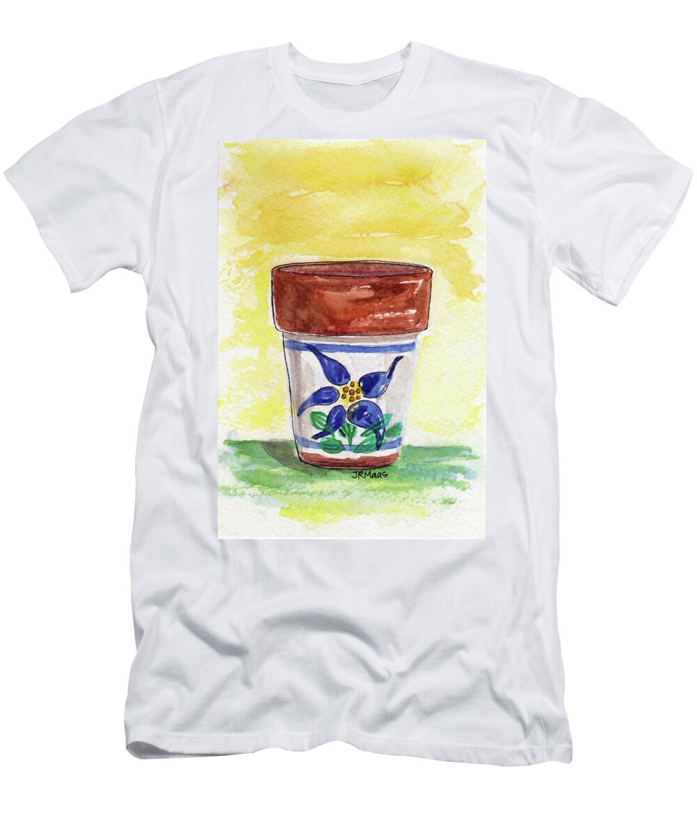 Colorado Columbine T-Shirt featuring the painting Columbine Container #2 by Julie Maas
