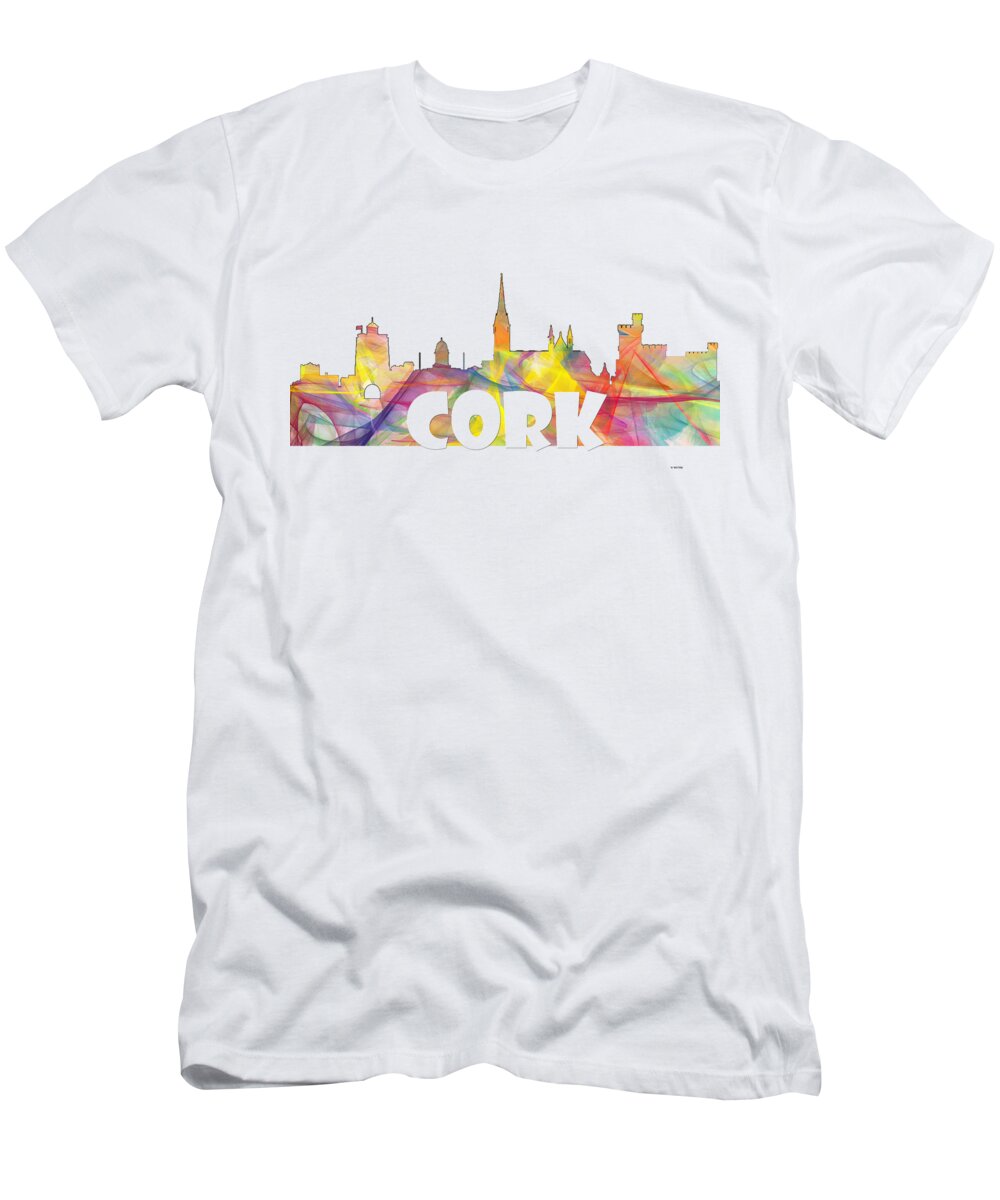 Cork Ireland Skyline T-Shirt featuring the digital art Cork Ireland Skyline #1 by Marlene Watson