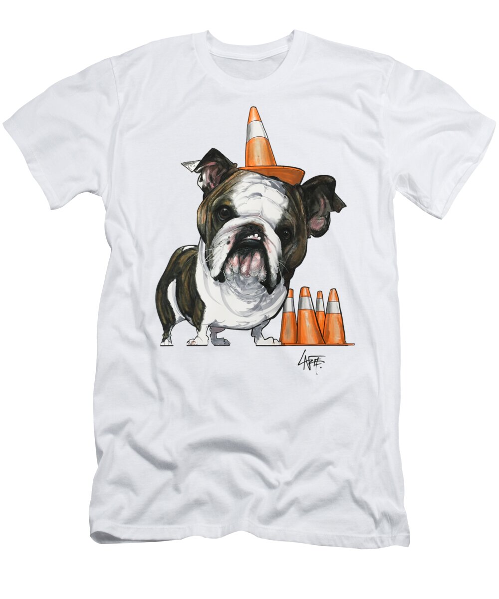 English Bulldog T-Shirt featuring the drawing Crawford 19-1019 by Canine Caricatures By John LaFree