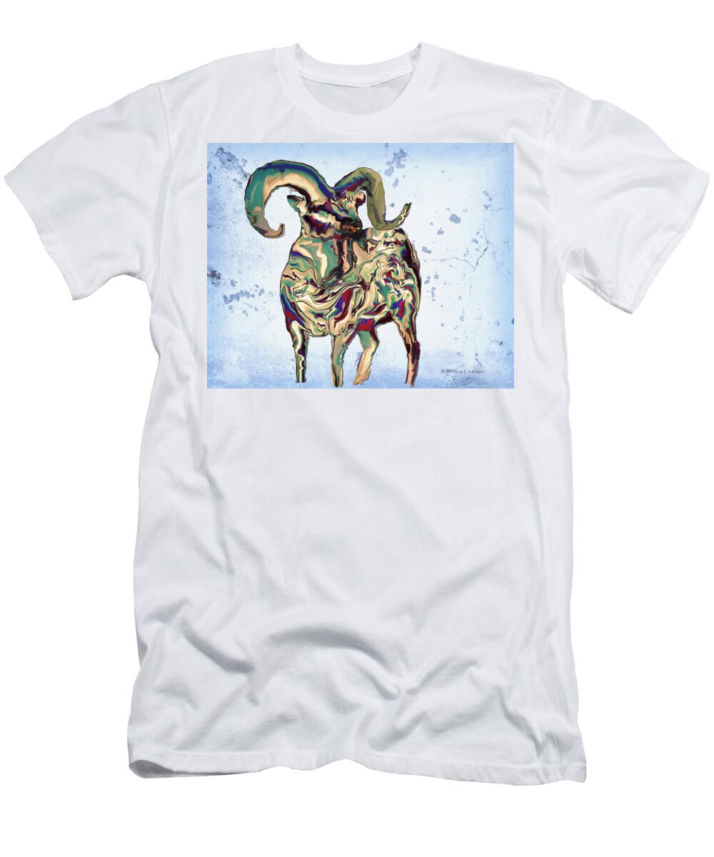 Bighorn Ram T-Shirt featuring the digital art Montana Bighorn Ram by Kae Cheatham