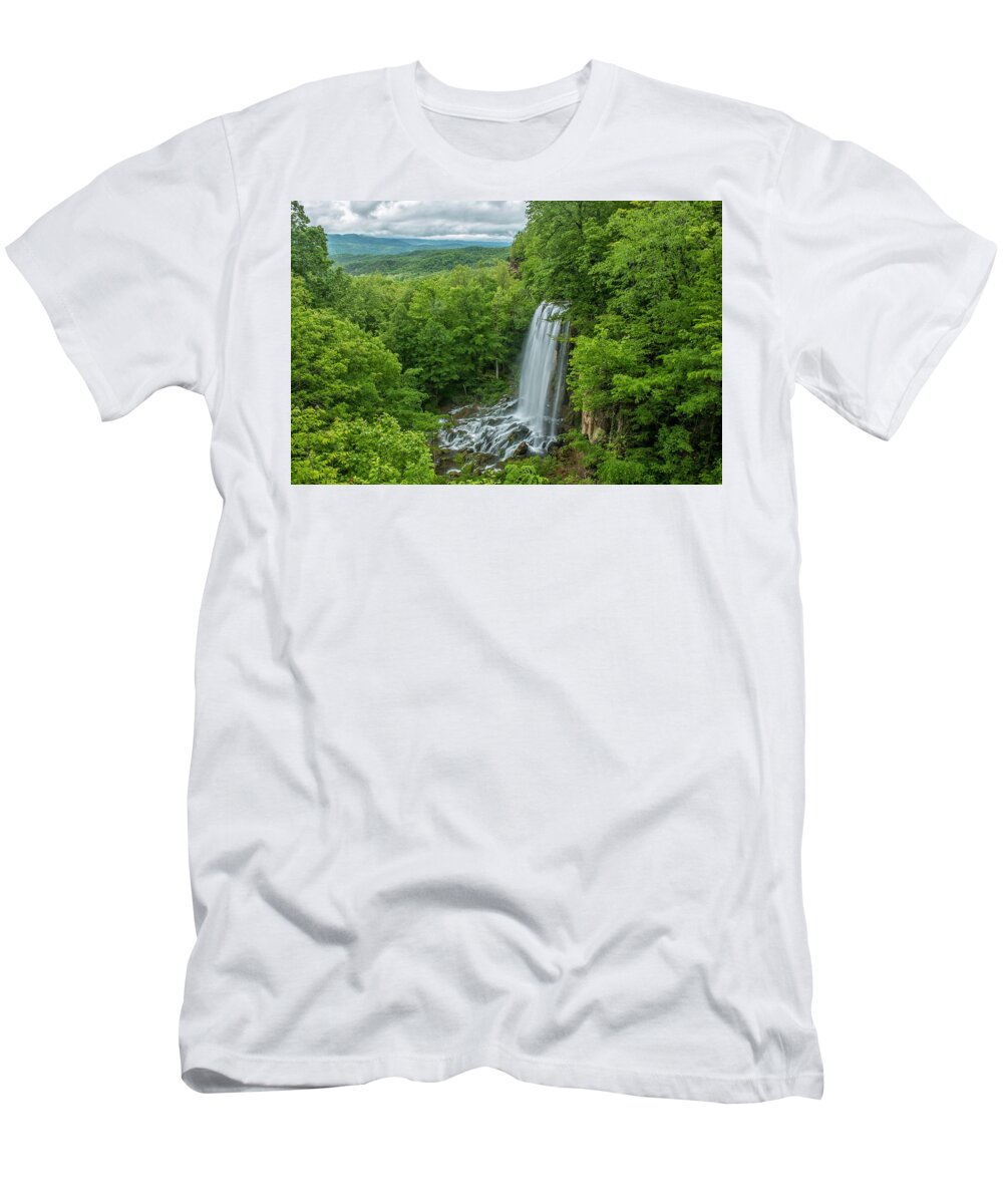 Falling Springs Falls T-Shirt featuring the photograph Falling Springs Falls - Virginia Waterfall by Chris Berrier