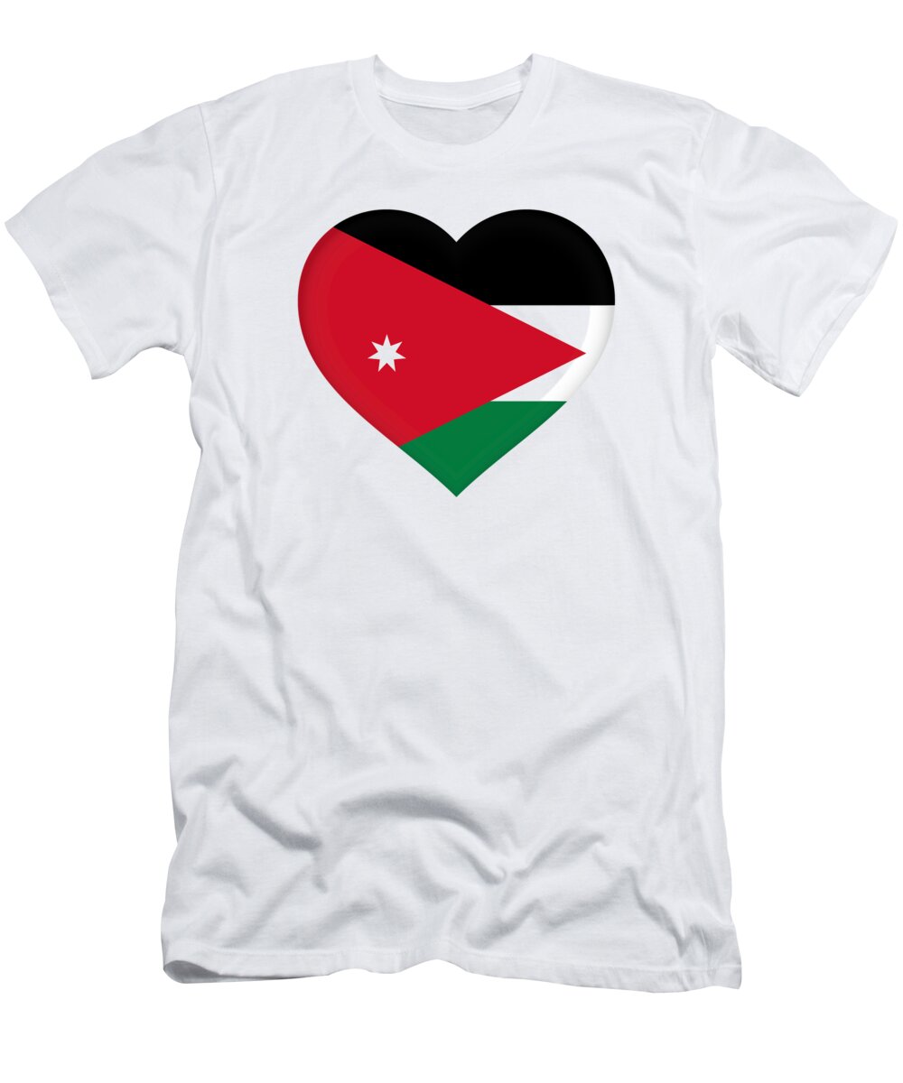 Flag of Jordan Heart #1 T-Shirt by Roy Pedersen - Pixels