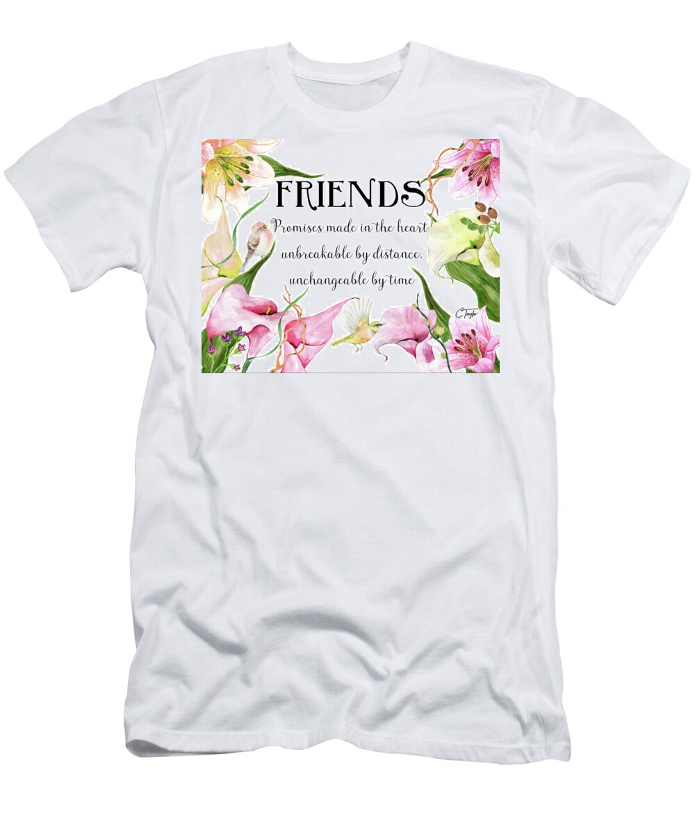 Calla Lilies T-Shirt featuring the mixed media Friends by Colleen Taylor