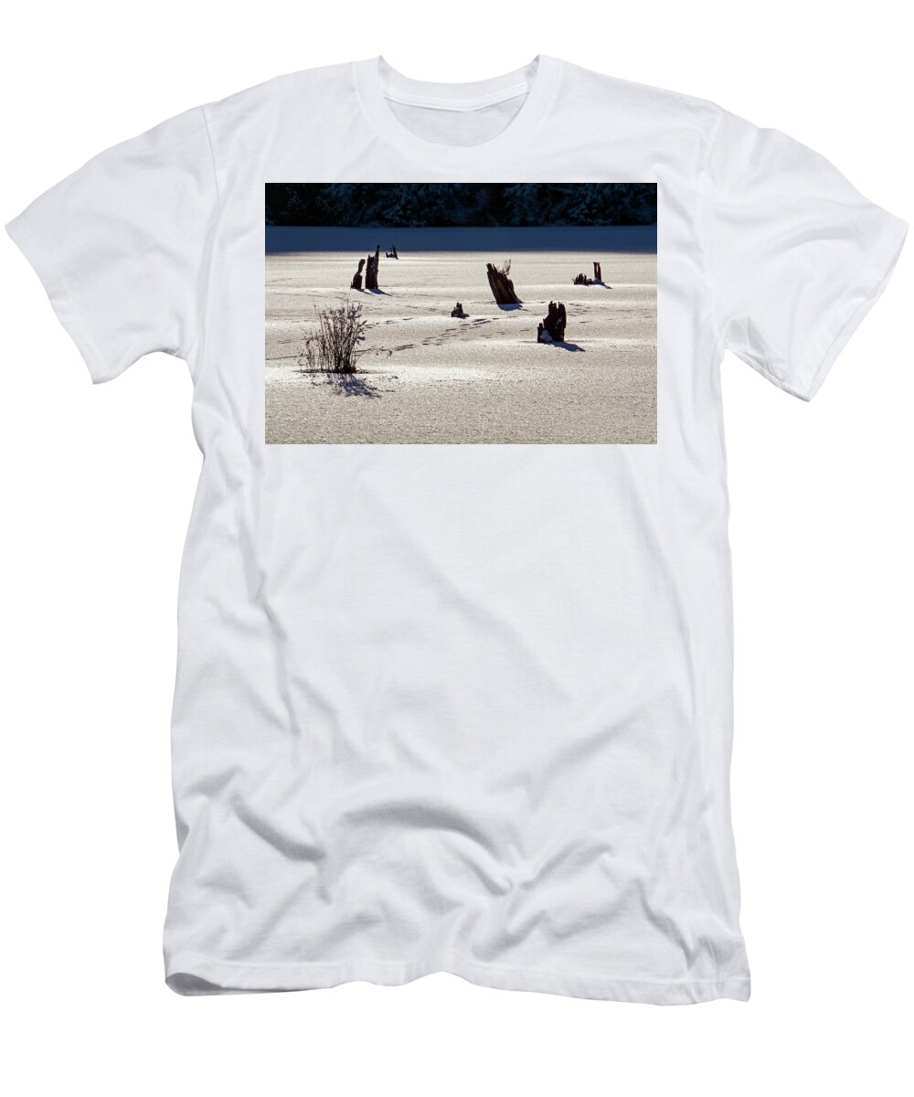 Frozen T-Shirt featuring the photograph Frozen Lake #1 by Inge Riis McDonald