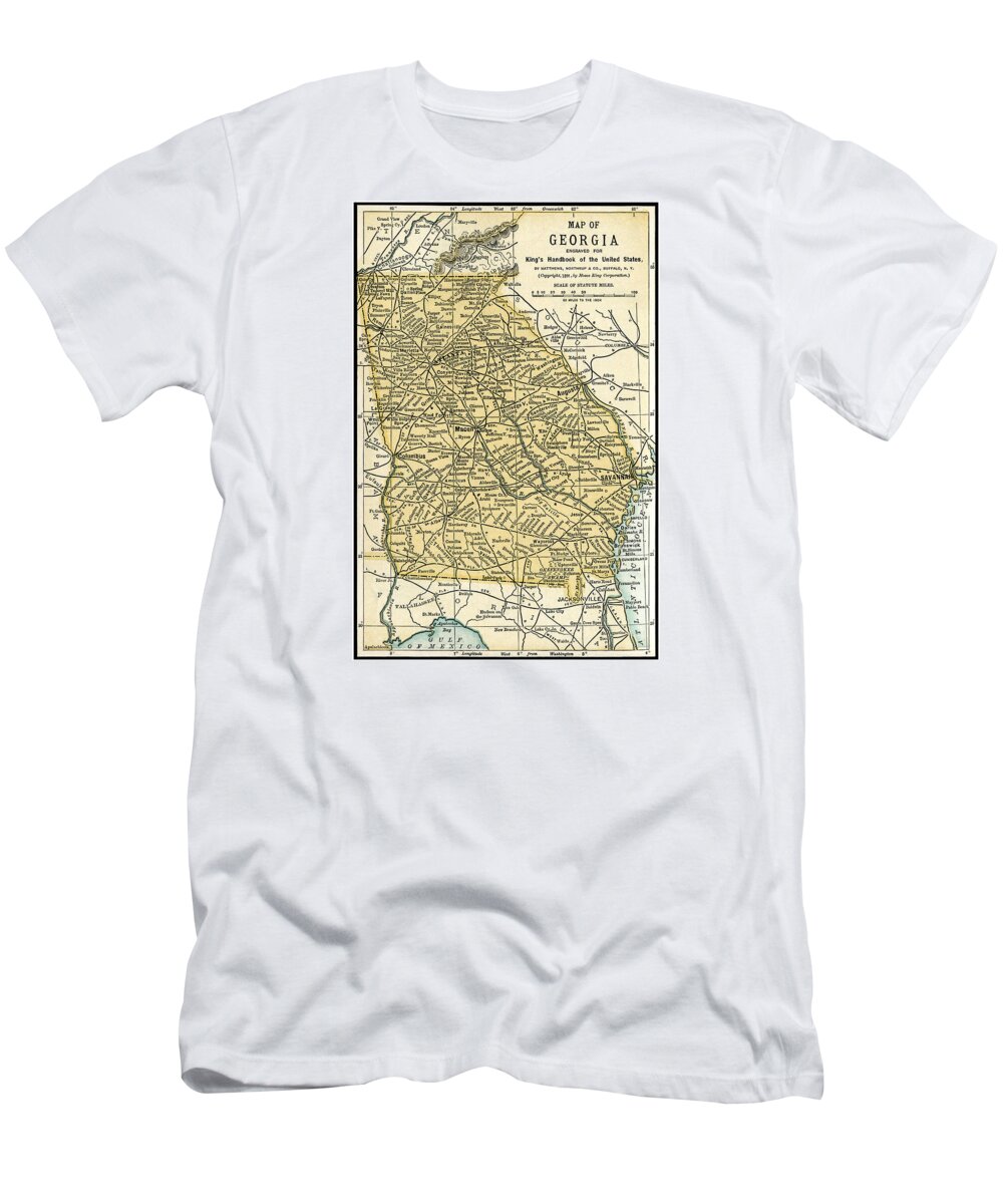 Map T-Shirt featuring the photograph Georgia Antique Map 1891 by Phil Cardamone
