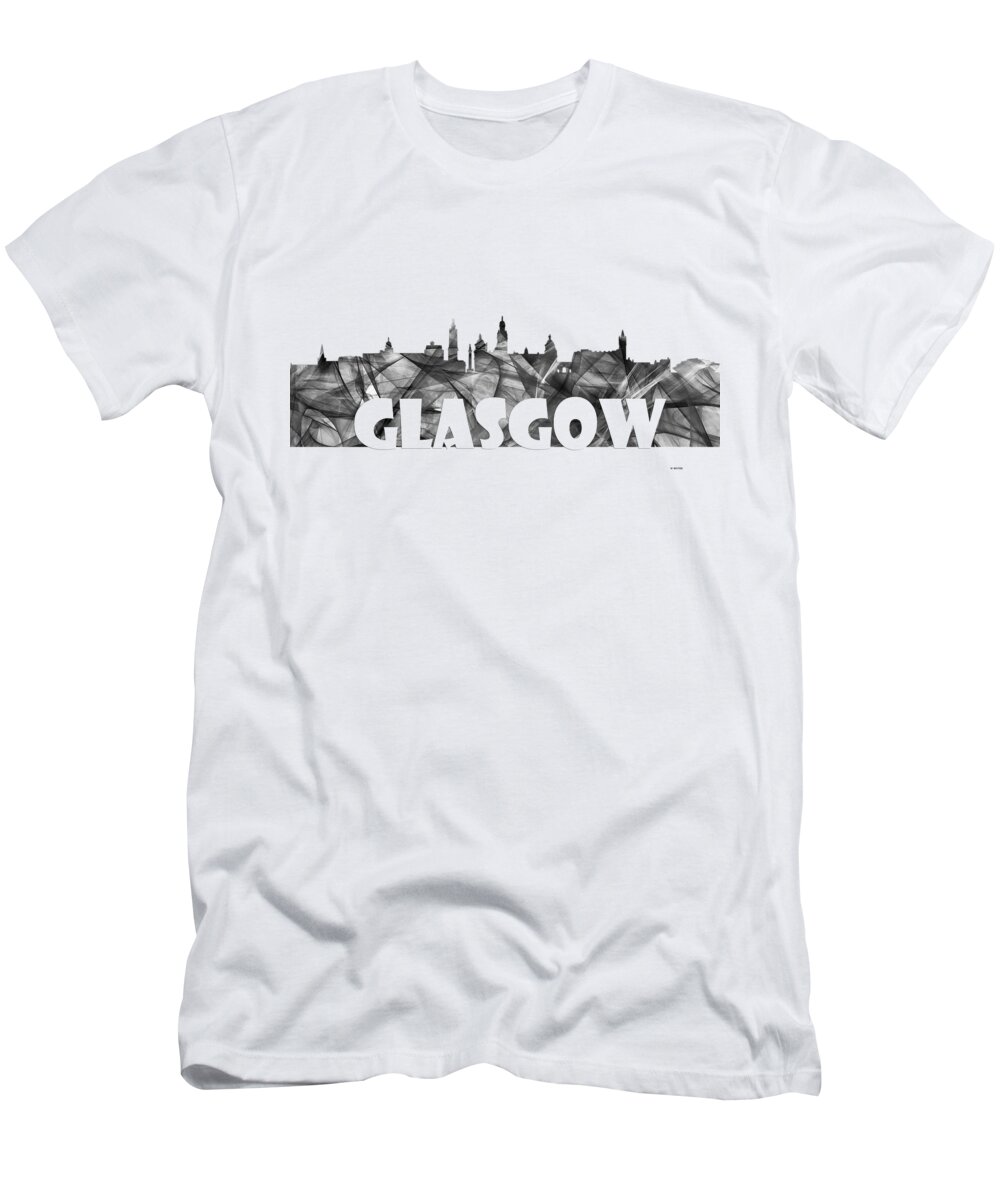 Glasgow T-Shirt featuring the digital art Glasgow Scotland Skyline #1 by Marlene Watson