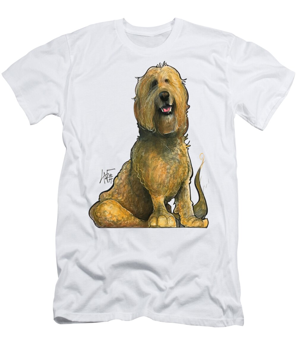 Golden Doodle T-Shirt featuring the drawing Grand 3171 by Canine Caricatures By John LaFree