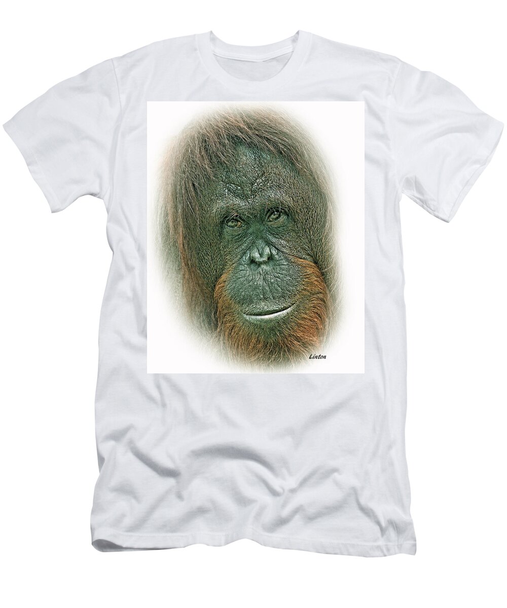 Orangutan T-Shirt featuring the digital art Lady Of The Forest #1 by Larry Linton