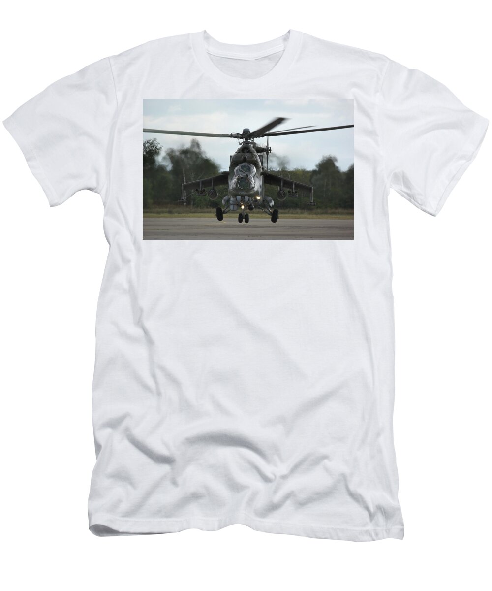 Mil T-Shirt featuring the photograph Mil Mi-24V Hind E #1 by Tim Beach