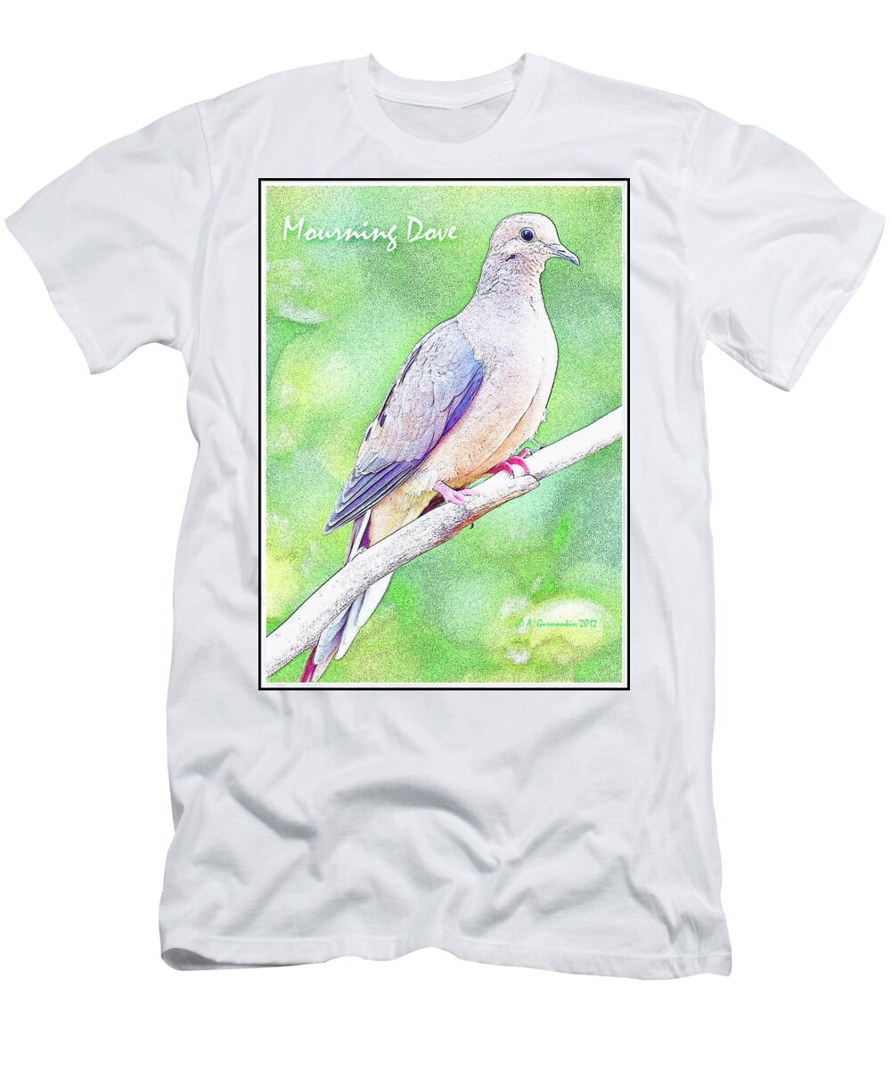 Vertebrate Animal T-Shirt featuring the digital art Mourning Dove Digital Art #1 by A Macarthur Gurmankin