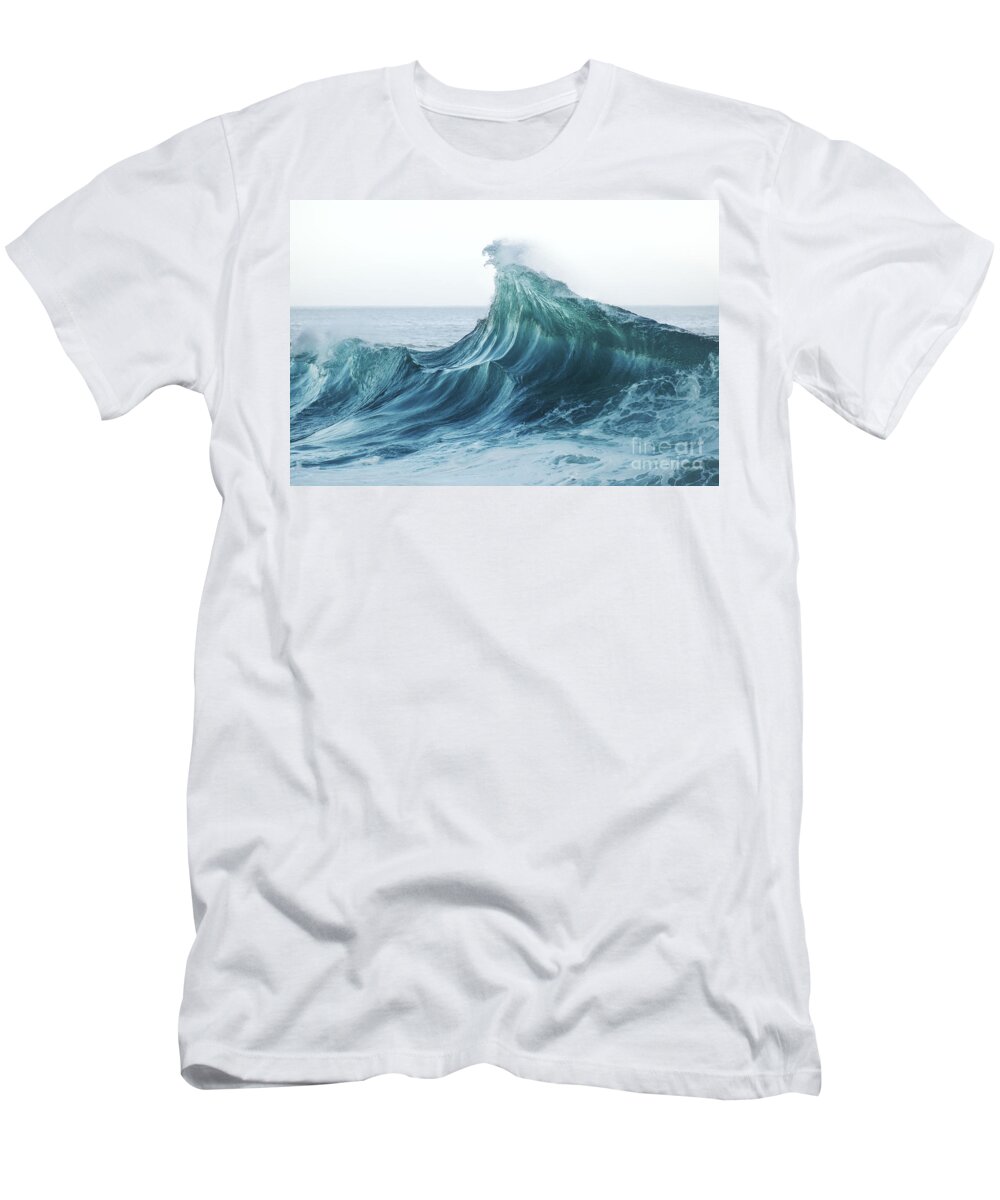 Aqua T-Shirt featuring the photograph North Shore Wave #1 by Vince Cavataio - Printscapes