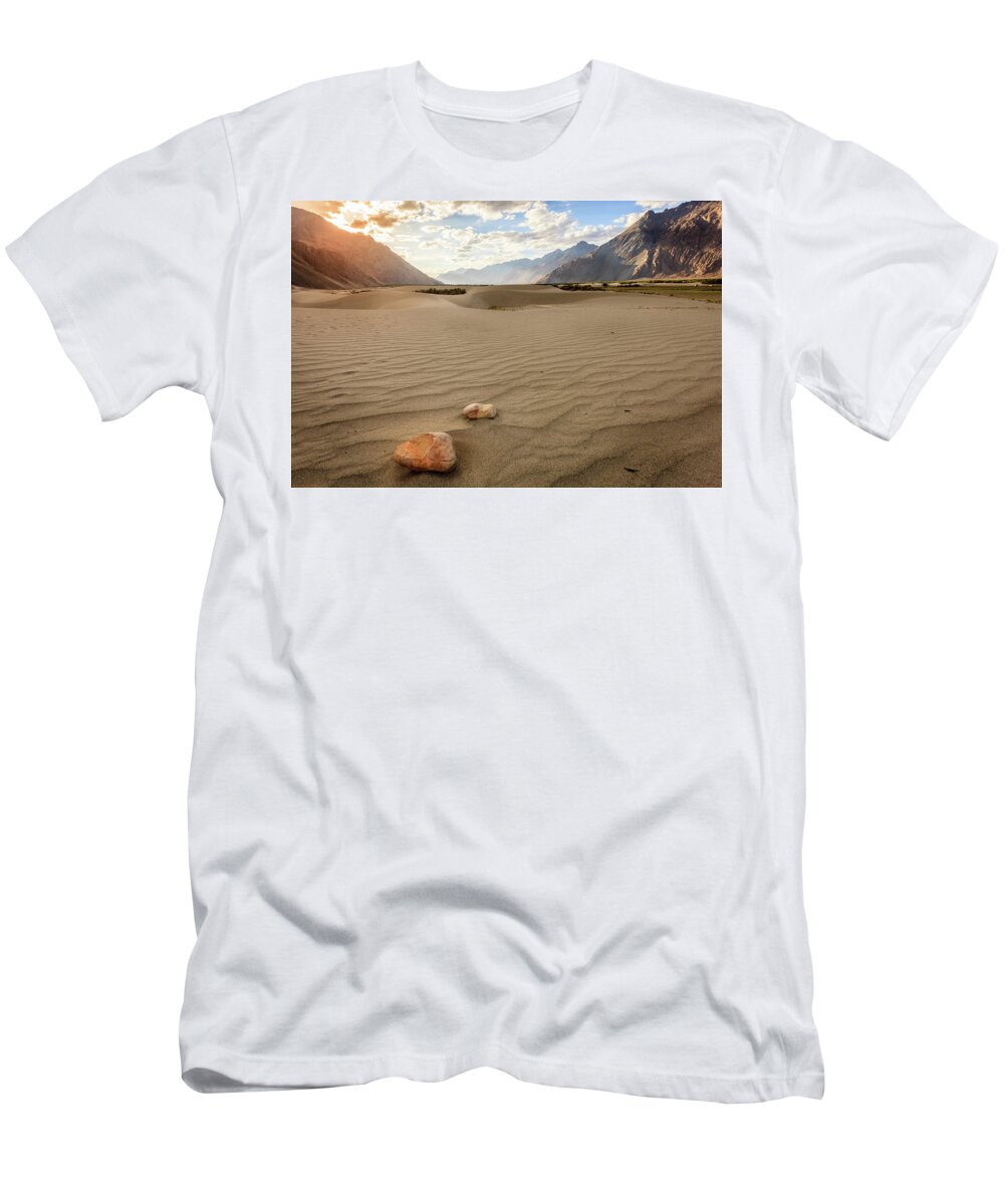 Asia T-Shirt featuring the photograph Nubra Valley sand dunes #1 by Alexey Stiop