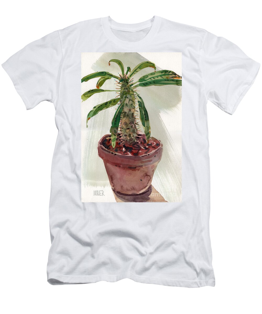 Euphorbia T-Shirt featuring the painting Pachypodium by Donald Maier
