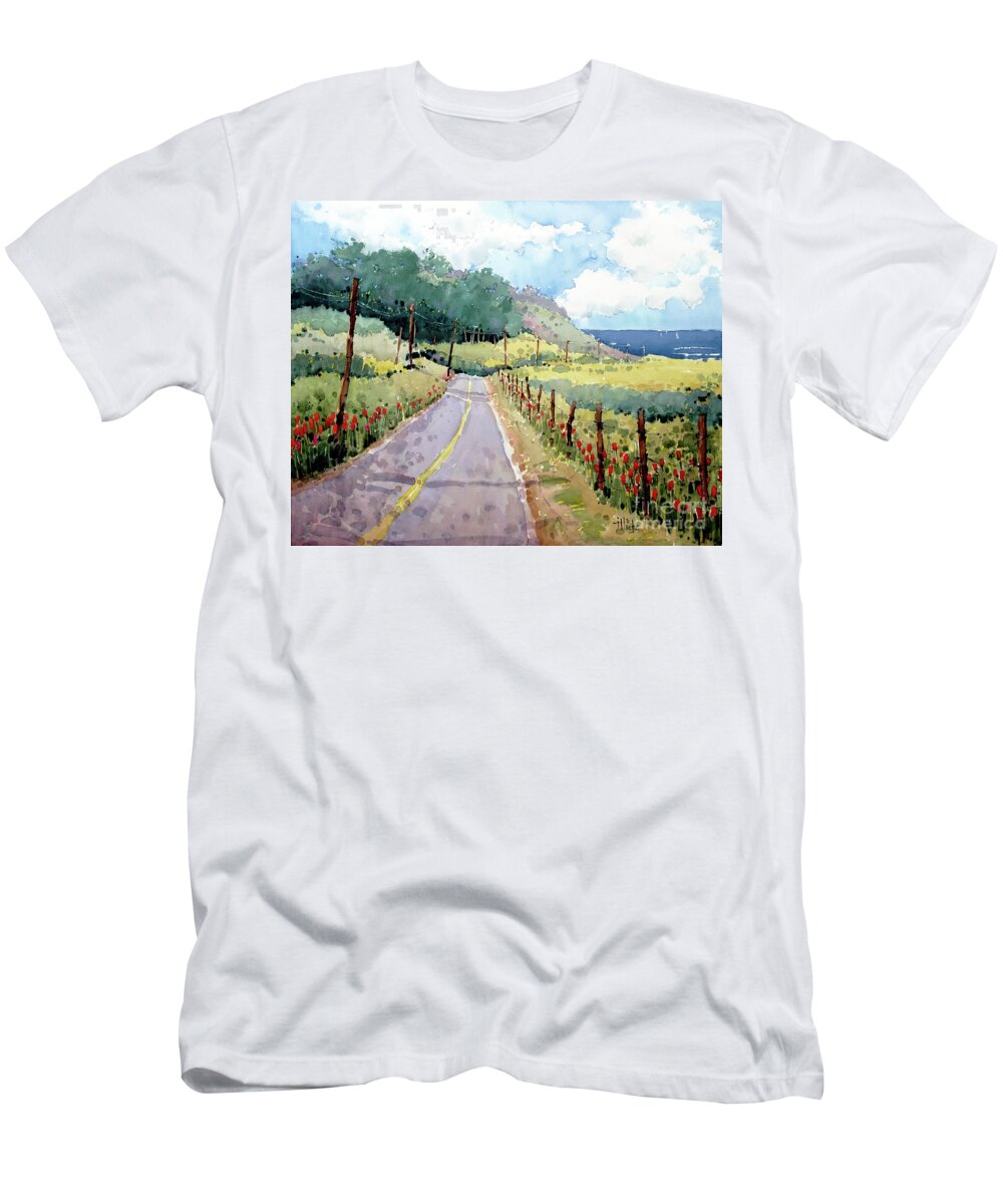 Watercolor T-Shirt featuring the painting Perfectly Peaceful Pacific by Joyce Hicks