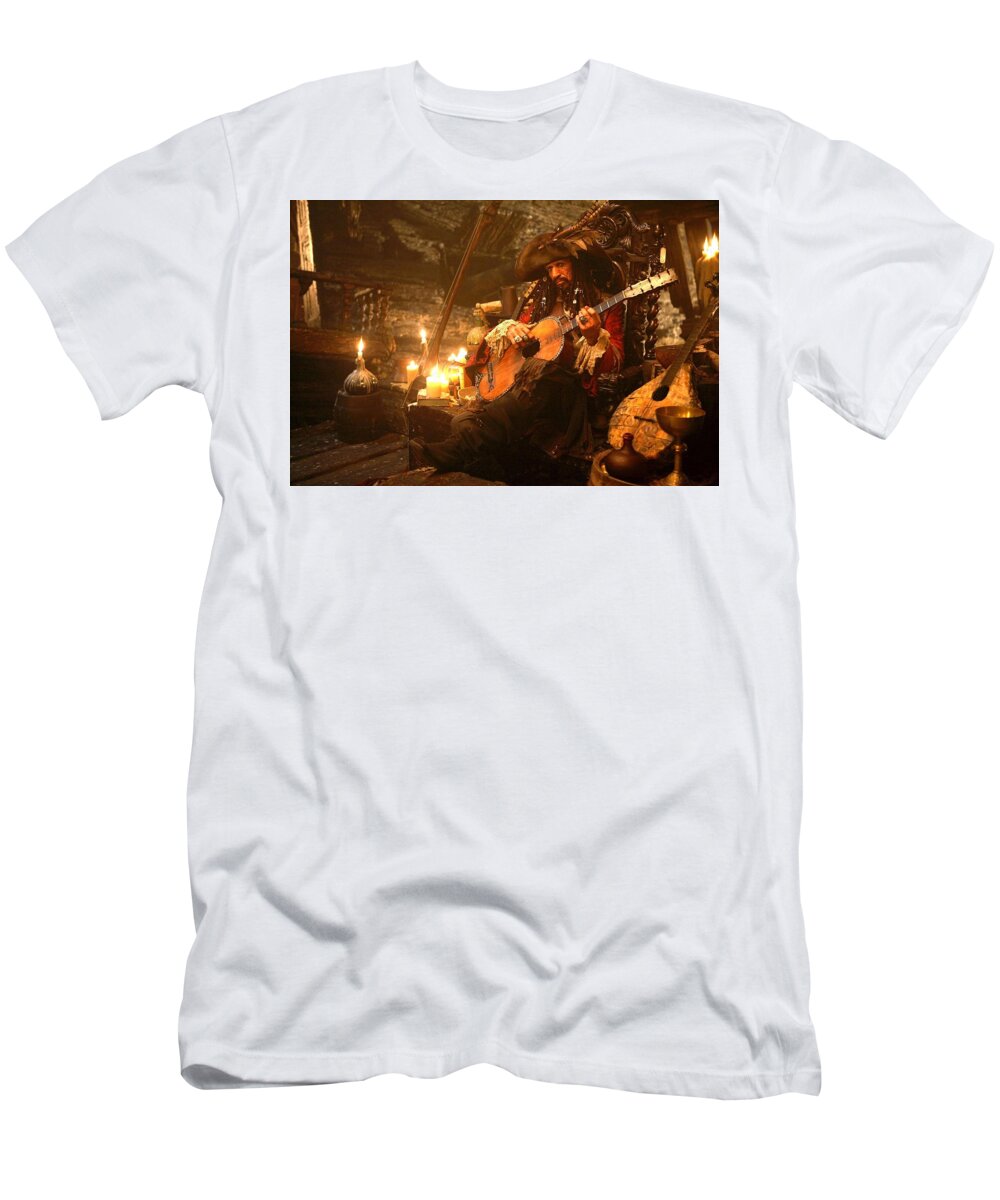 Pirates Of The Caribbean At World's End T-Shirt featuring the digital art Pirates Of The Caribbean At World's End #1 by Maye Loeser