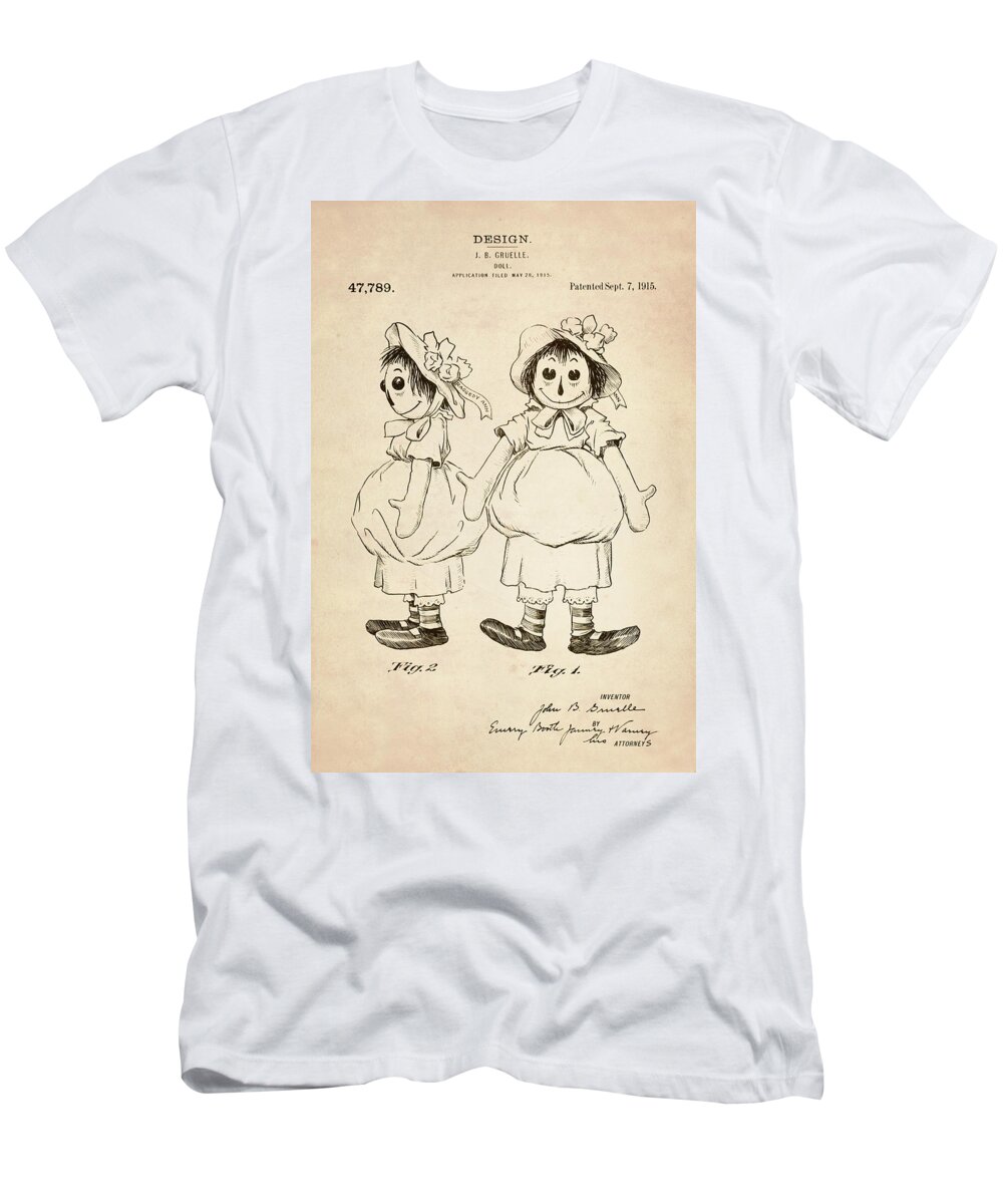 Raggedy Ann Doll T-Shirt featuring the photograph Raggedy Ann Doll Restored Patent #1 by SP JE Art