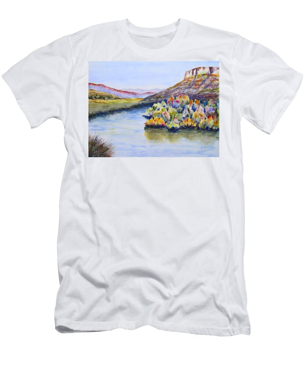 River T-Shirt featuring the painting River Canyon #1 by Corynne Hilbert