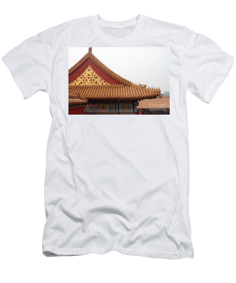 China T-Shirt featuring the photograph Roof Forbidden City Beijing China #1 by Thomas Marchessault