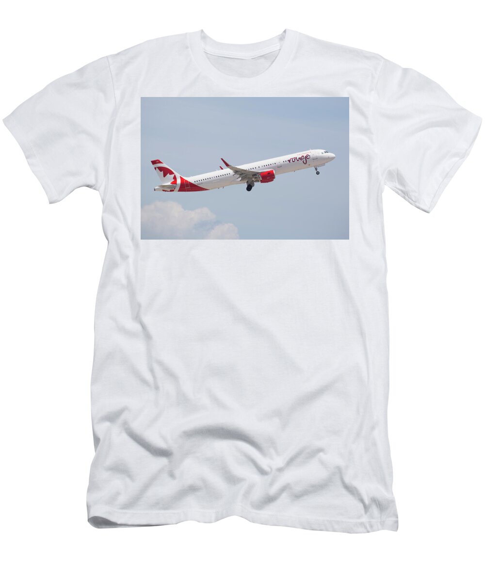 Rouge T-Shirt featuring the photograph Rouge Air Canada by Dart Humeston