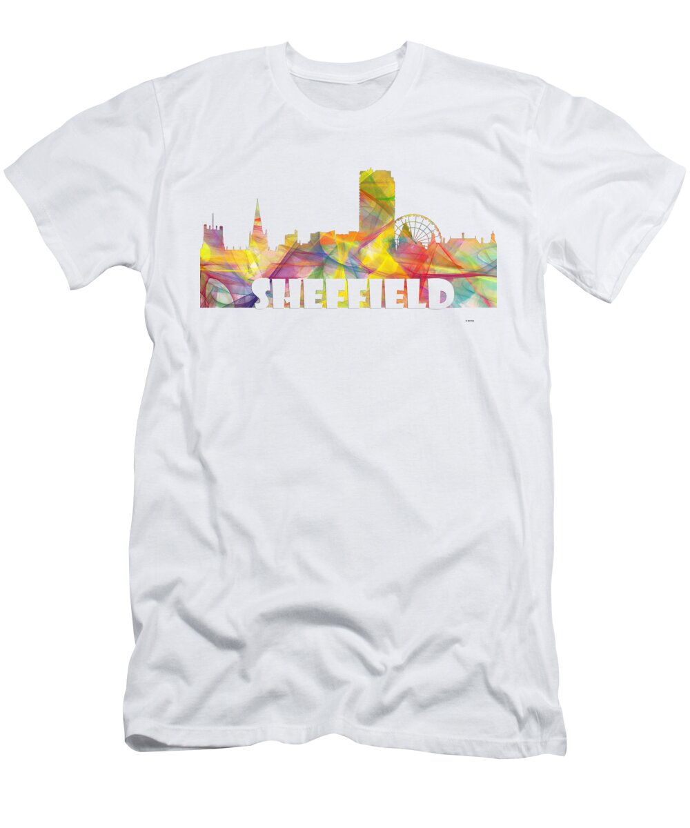Sheffield England Skyline T-Shirt featuring the digital art Sheffield England Skyline #1 by Marlene Watson