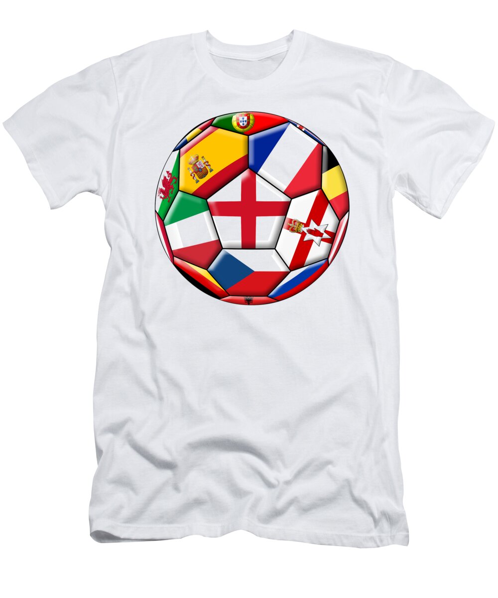 Belgium T-Shirt featuring the digital art Soccer ball with flag of England in the center #1 by Michal Boubin
