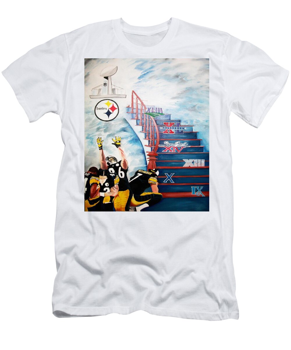Pittsburgh Steelers T-Shirt featuring the painting The Quest by Femme Blaicasso