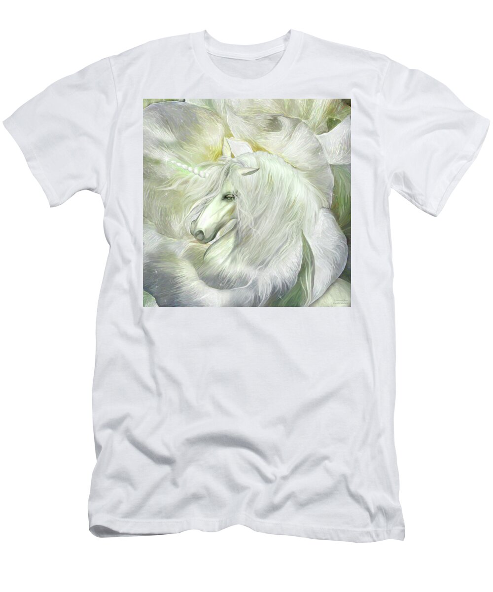 Carol Cavalaris T-Shirt featuring the mixed media Unicorn Rose #1 by Carol Cavalaris
