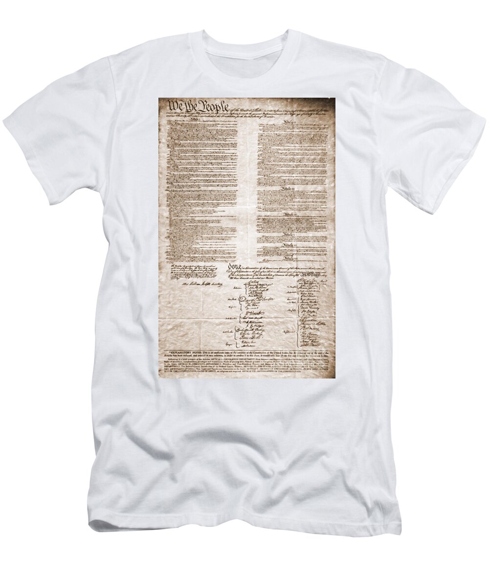 Constitution T-Shirt featuring the photograph United States Constitution #1 by Photo Researchers