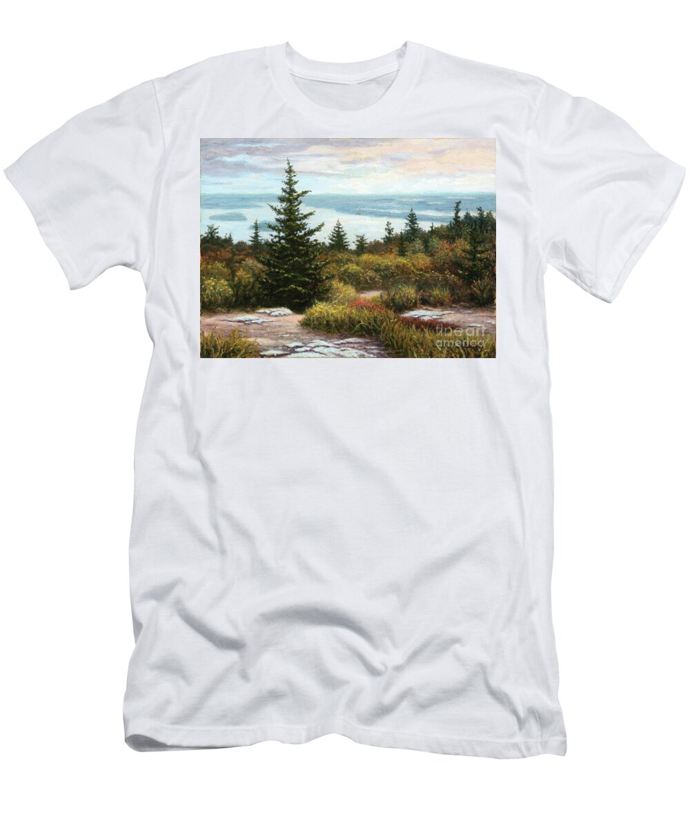 Fine Art T-Shirt featuring the painting View from Cadillac Mountain #1 by Carl Downey