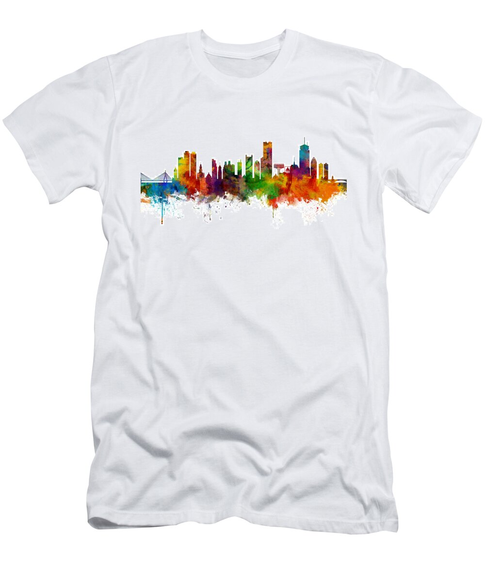 United States T-Shirt featuring the digital art Boston Massachusetts Skyline #11 by Michael Tompsett