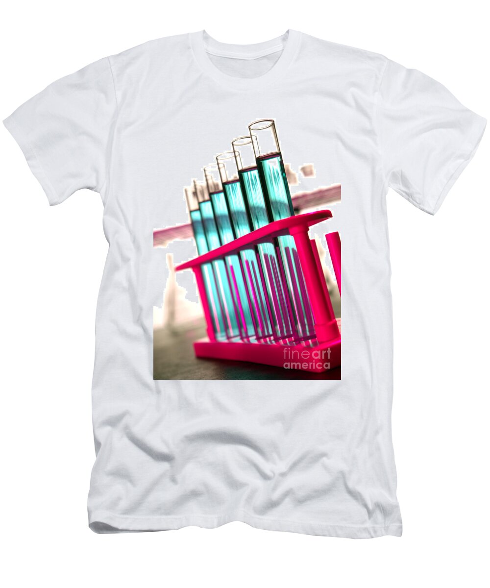 Equipment T-Shirt featuring the photograph Test Tubes in Science Research Lab #11 by Olivier Le Queinec