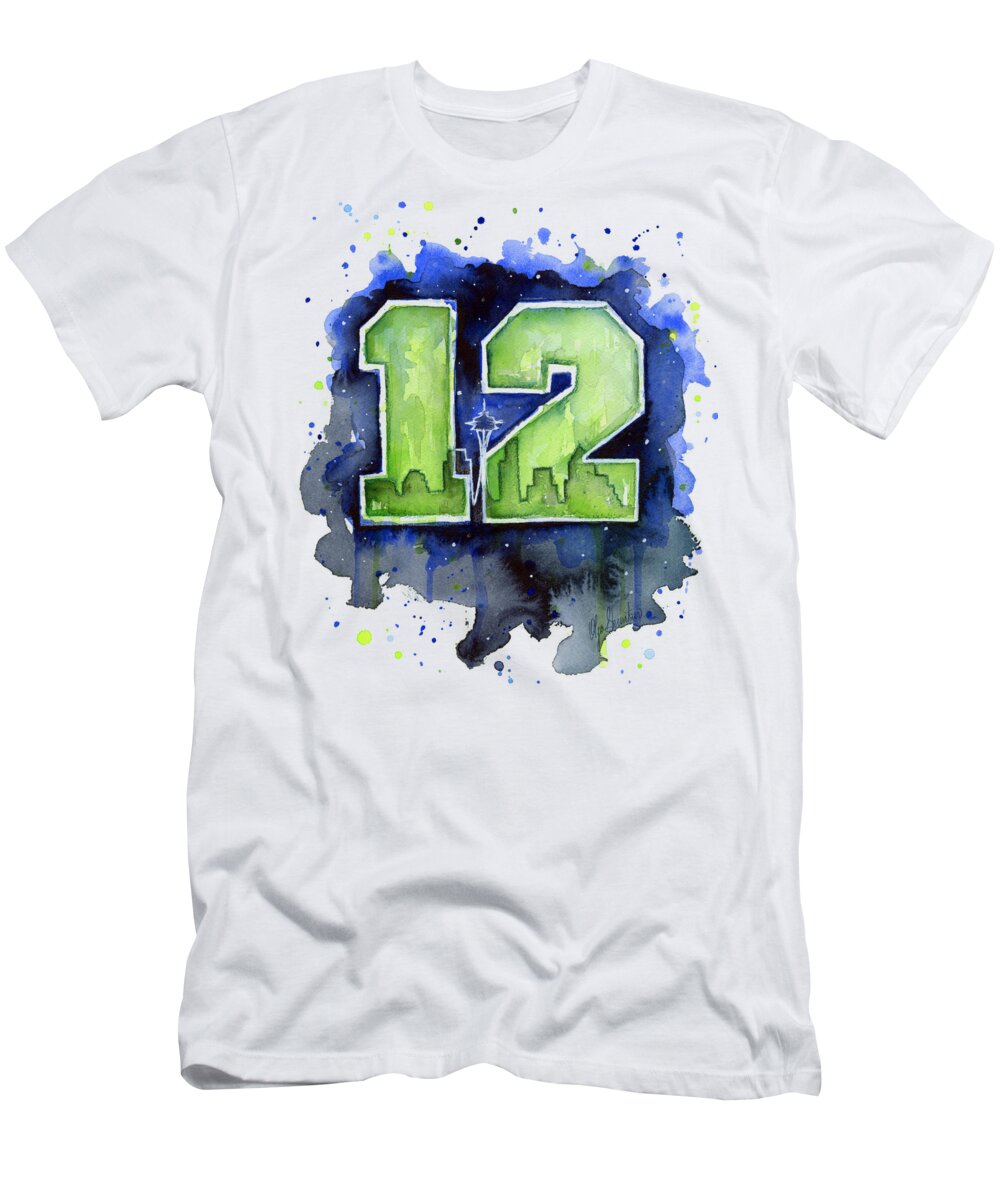 12th Man Seahawks Art Seattle Go HAWKS T-Shirt by Olga Shvartsur - Pixels