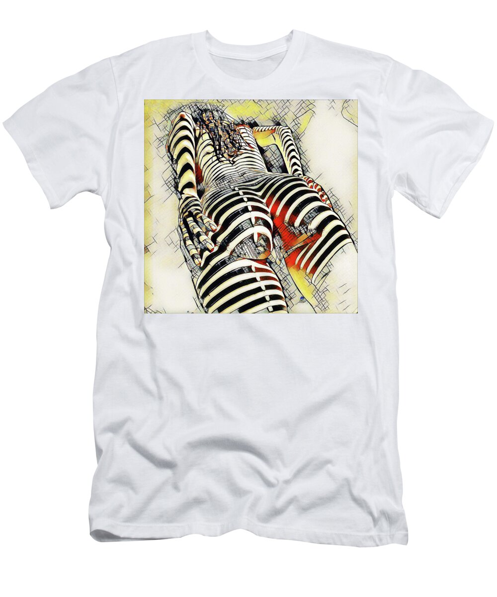 Kandinsky T-Shirt featuring the digital art 1457s-AK Rear View Nude Erotica in the Style of Kandinsky by Chris Maher