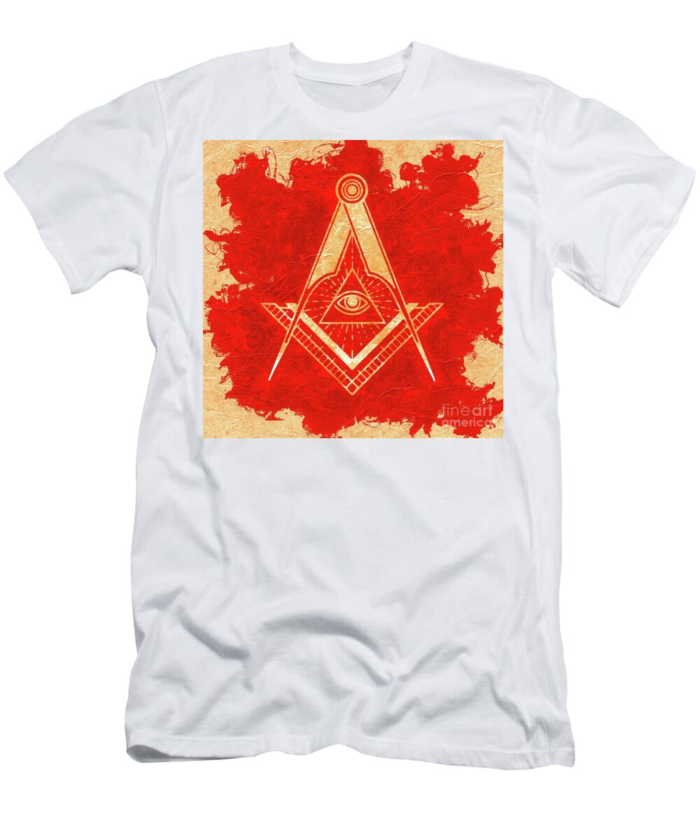 Freemason T-Shirt featuring the painting Freemason Symbolism #15 by Esoterica Art Agency