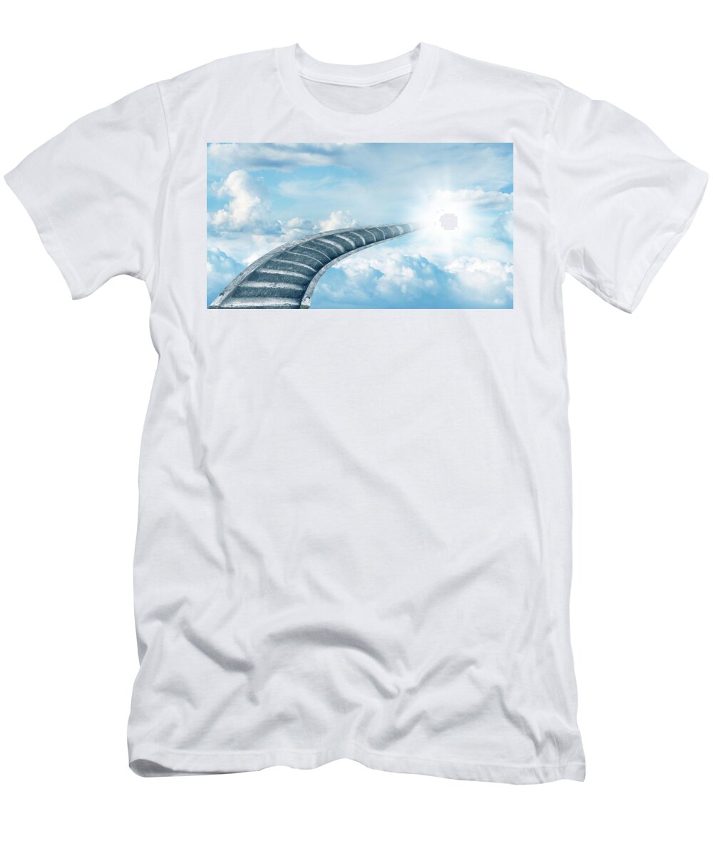 Stairway To Heaven T-Shirt featuring the digital art Stairway to heaven 4 by Les Cunliffe