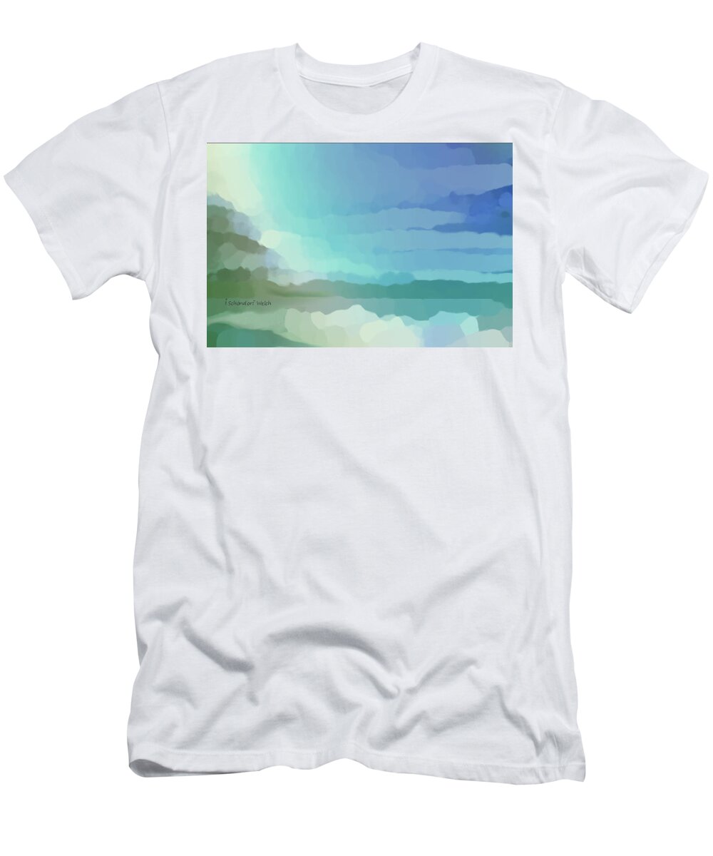 1930 T-Shirt featuring the digital art 1930 - Ocean Clouds Pale Blue 2017 by Irmgard Schoendorf Welch