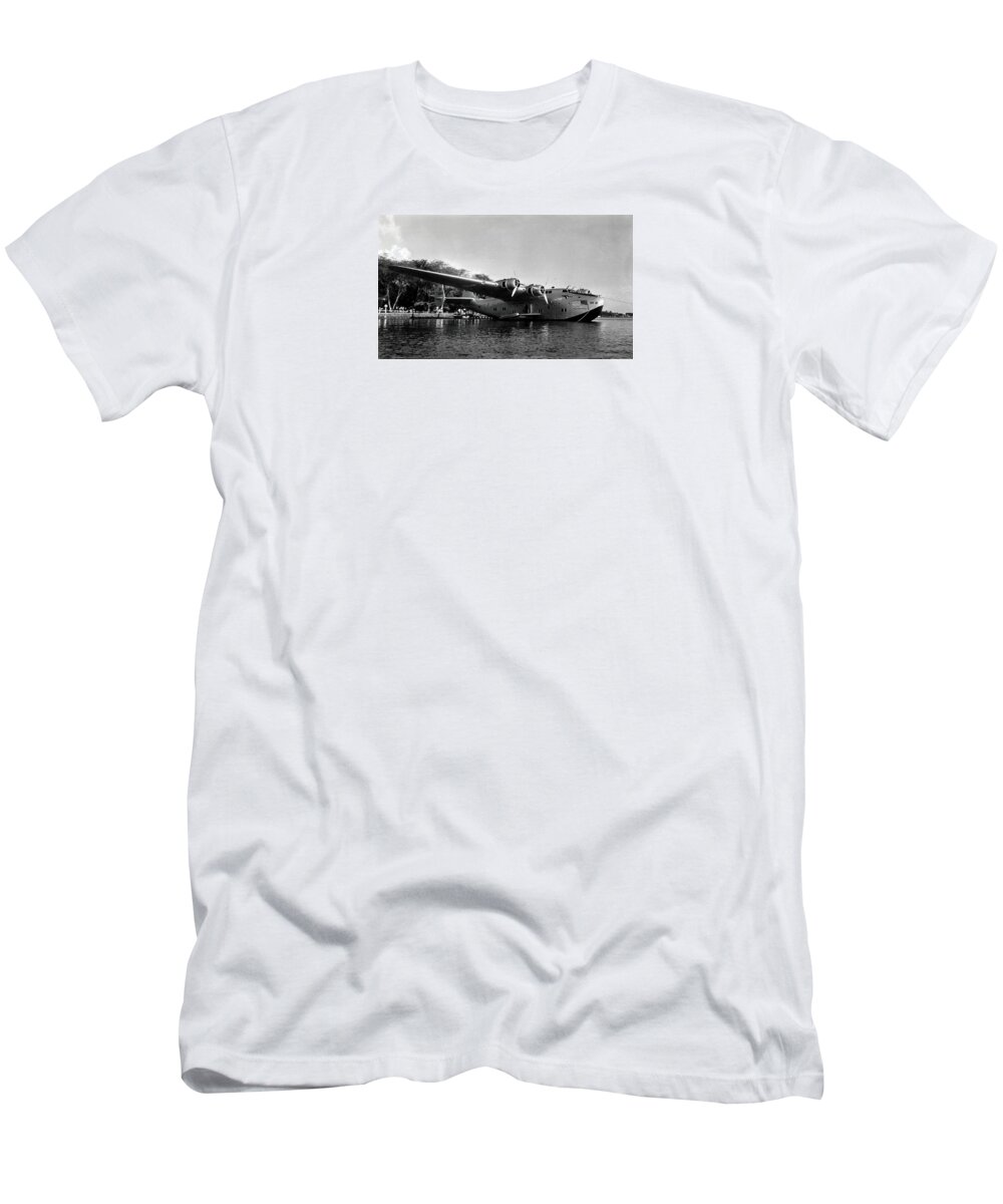 Wwii T-Shirt featuring the photograph 1940s Pacific Clipper Flying Boat in Hawaii by Historic Image
