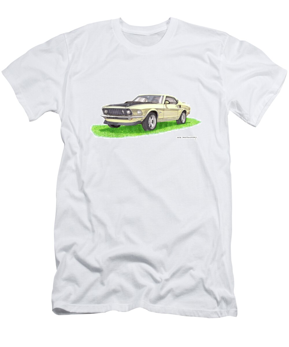 1969 Ford Mustang Fastback T-Shirt featuring the painting 1969 Mustang Fastback by Jack Pumphrey