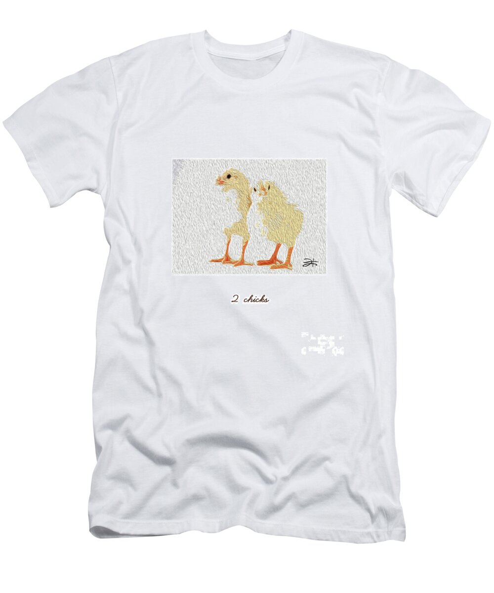 Animals T-Shirt featuring the mixed media 2 Chicks by Francelle Theriot
