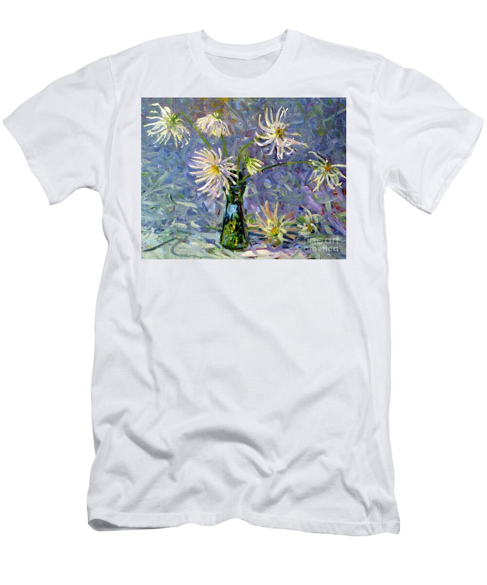 Dahlias T-Shirt featuring the painting Dahlias #1 by Donald Maier