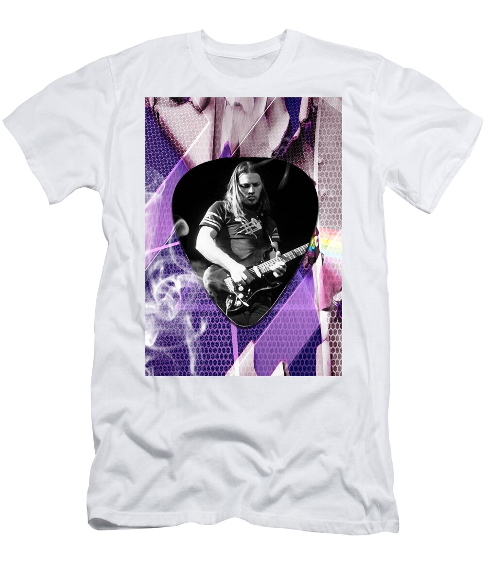 David Gilmour T-Shirt featuring the mixed media David Gilmour Pink Floyd Art #2 by Marvin Blaine