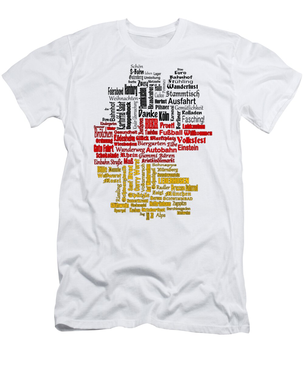 Germany T-Shirt featuring the digital art Germany Map #2 by Shirley Radabaugh