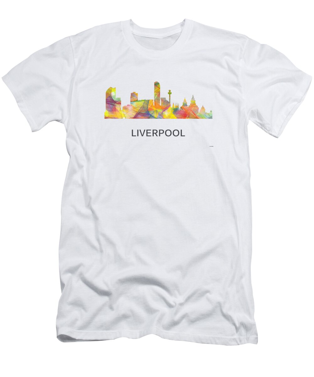 Liverpool England Skyline T-Shirt featuring the digital art Liverpool England Skyline #2 by Marlene Watson