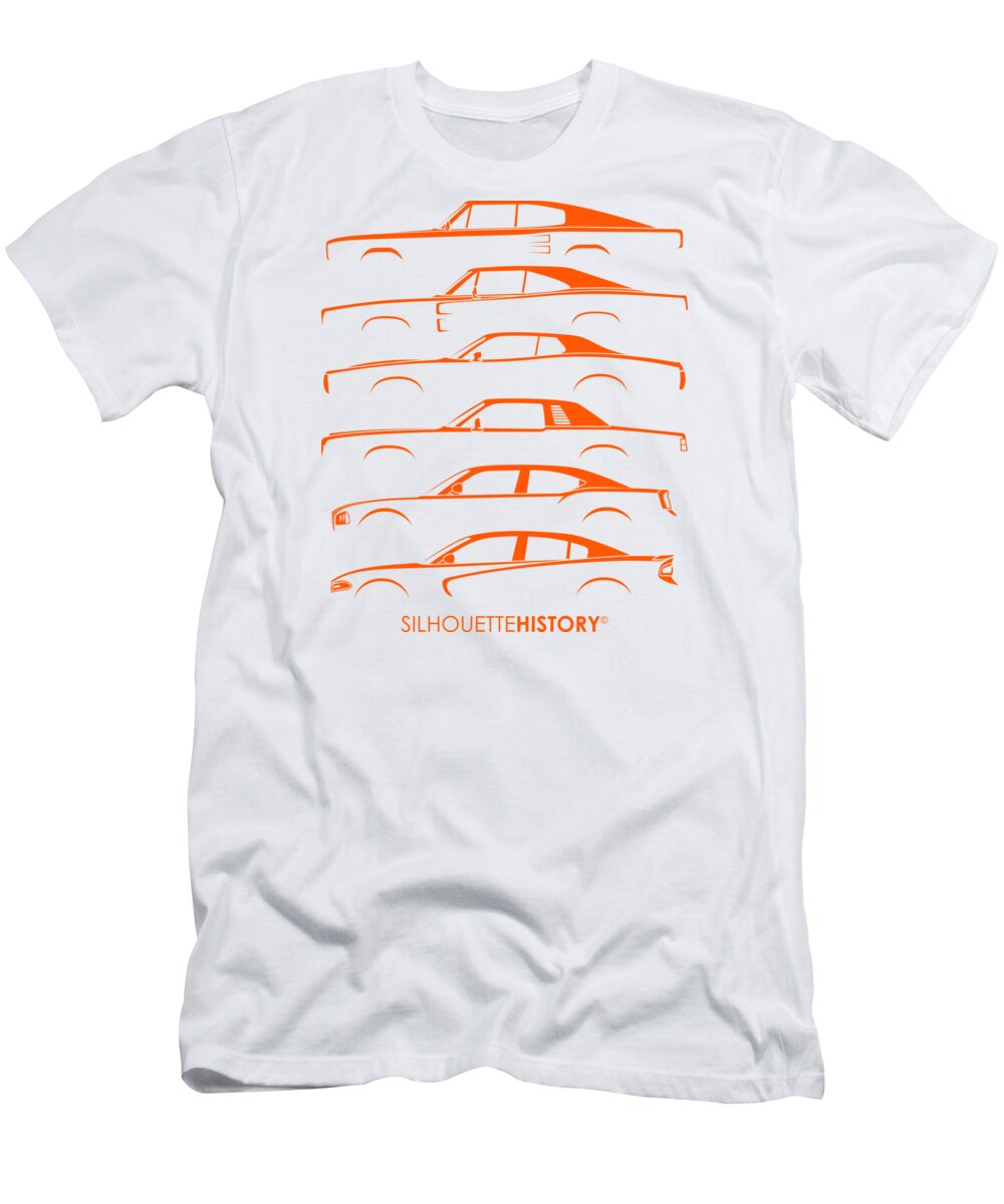 Muscle Car T-Shirt featuring the digital art Muscle Charlie SilhouetteHistory #2 by Gabor Vida