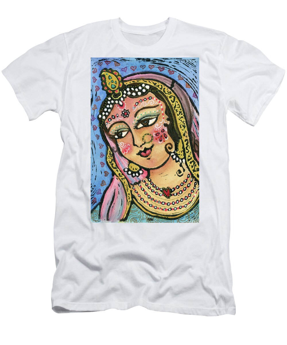 Jennifer Mazzucco T-Shirt featuring the mixed media Radha #3 by Jennifer Mazzucco