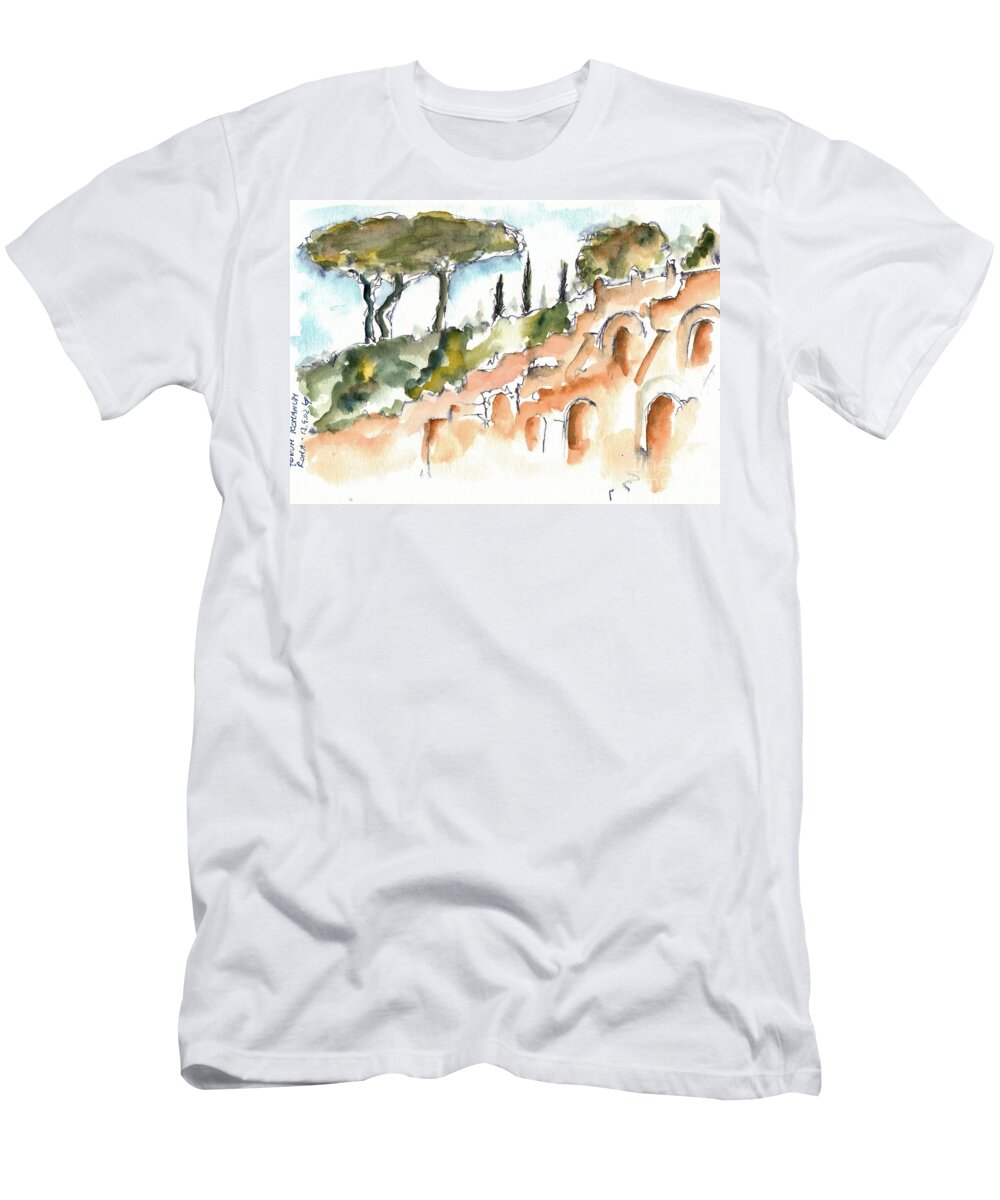 Landscape T-Shirt featuring the painting Rom Italy #3 by Karina Plachetka