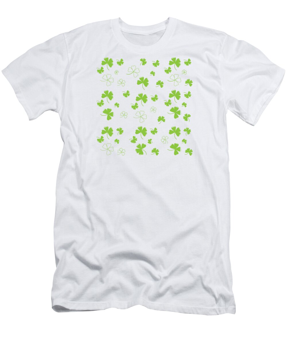 4 Leaf Clover T-Shirt featuring the digital art St. Patrick's Four Leaf Clover Background #2 by Serena King